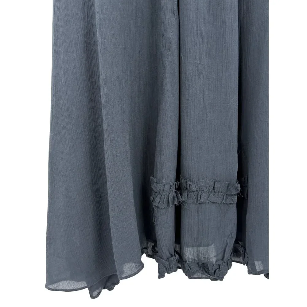 RARE Vtg NWT Free People Gray Lace Crochet Maxi Slip Dress | Whimsigoth Boho M - Picture 9 of 16